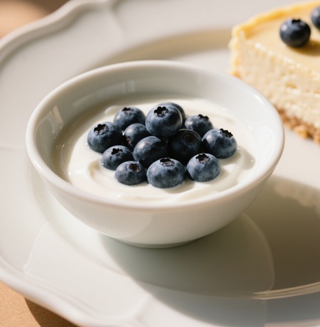 Yogurt and dessert topping with blueberries