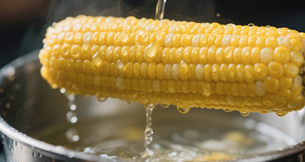 Boiling corn cob