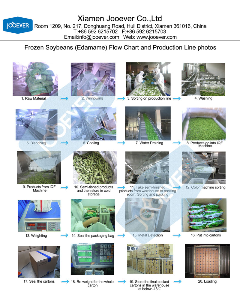 Flow Chart of IQF Soybeans (Edamame)